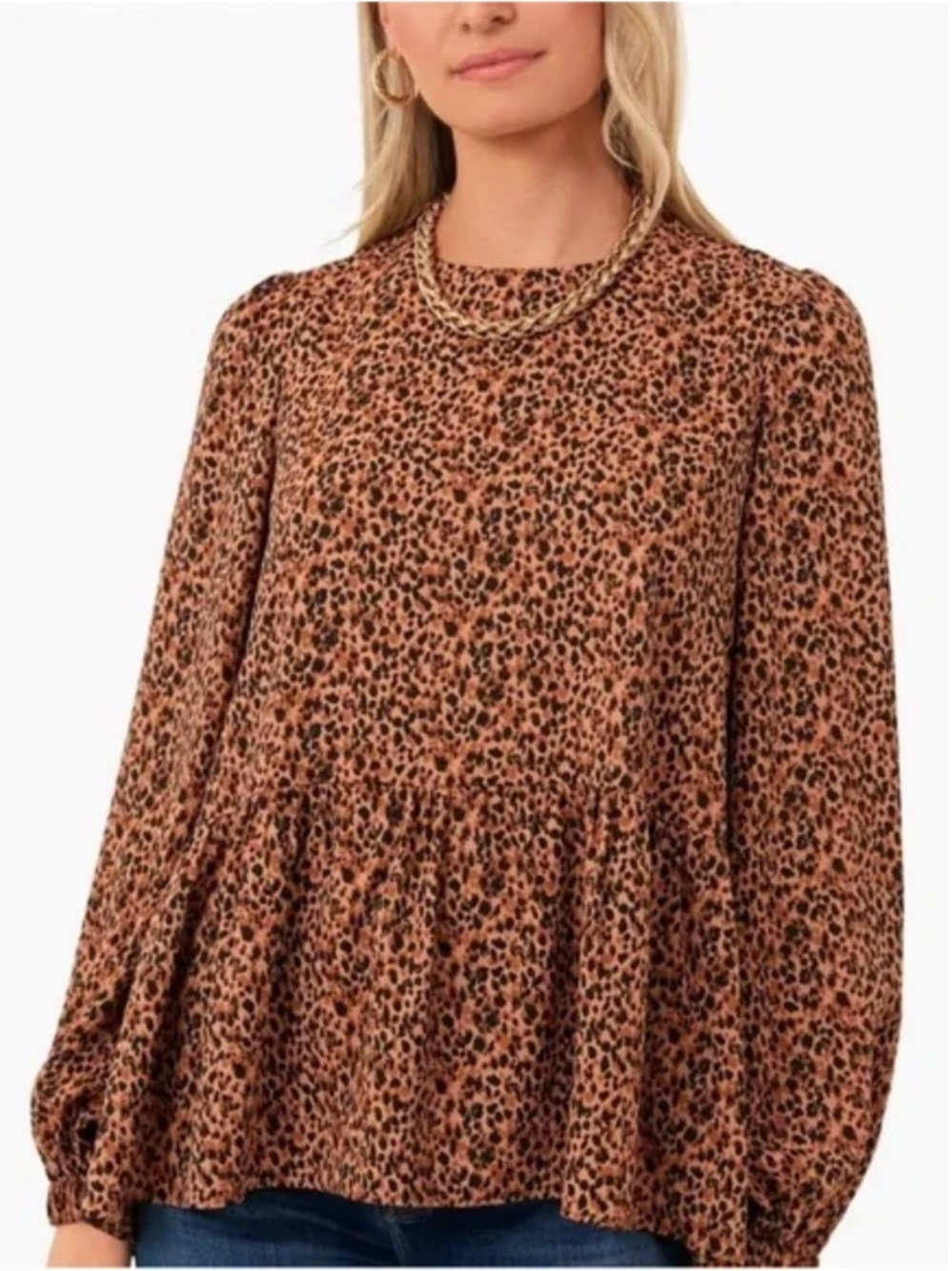 A26 Pomander Place Tuckernuck Leopard Carlota Peplum Blouse Top - Picture 3 of 9
